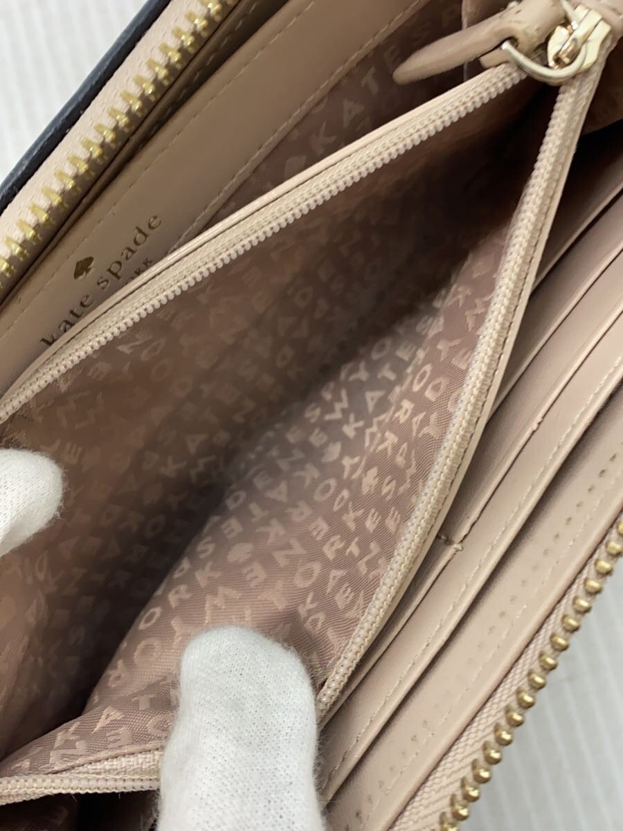 【中古】kate spade new york◆長財布/レザー/BEG/レディース/WLRU2654【服飾雑貨他】