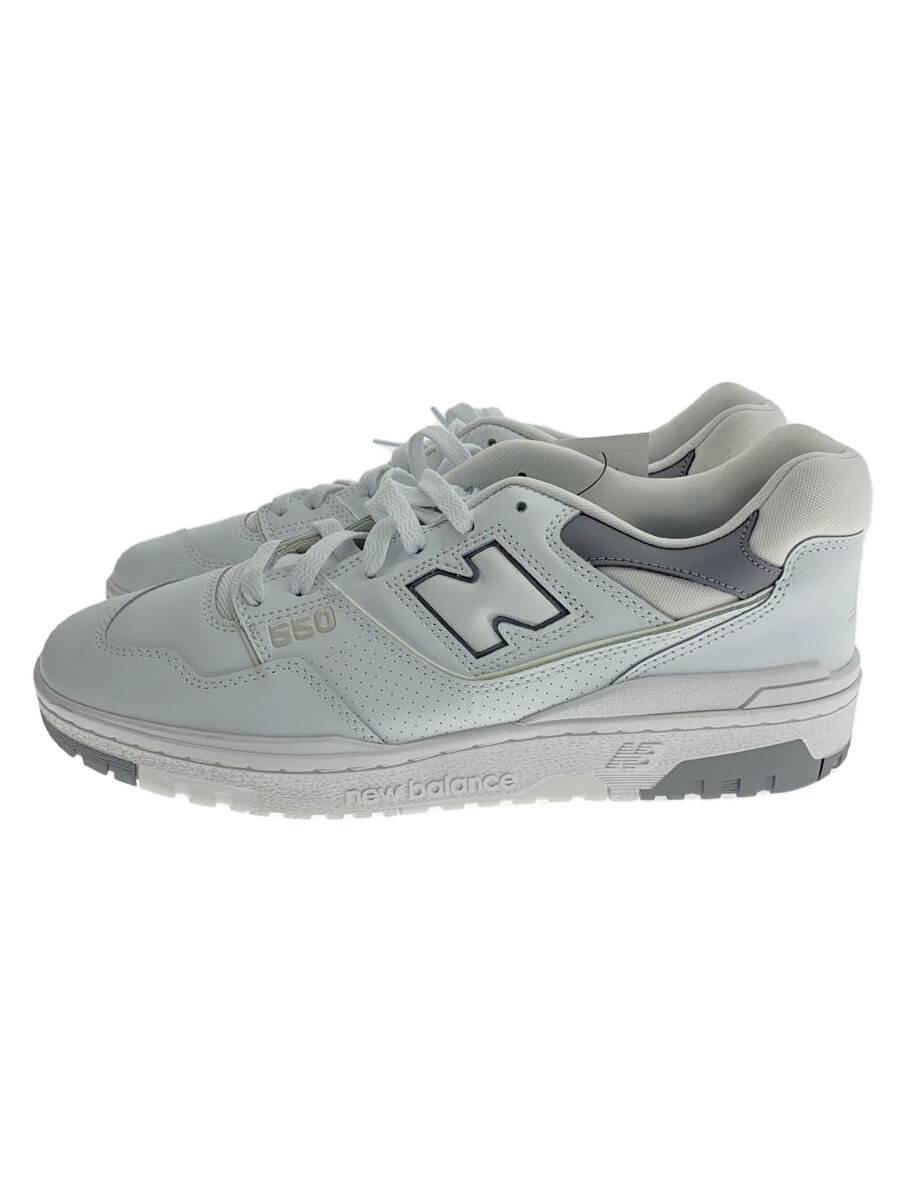 【中古】NEW BALANCE◆ローカットスニーカー/US10.5/WHT/レザー/BB550SWA【シューズ】