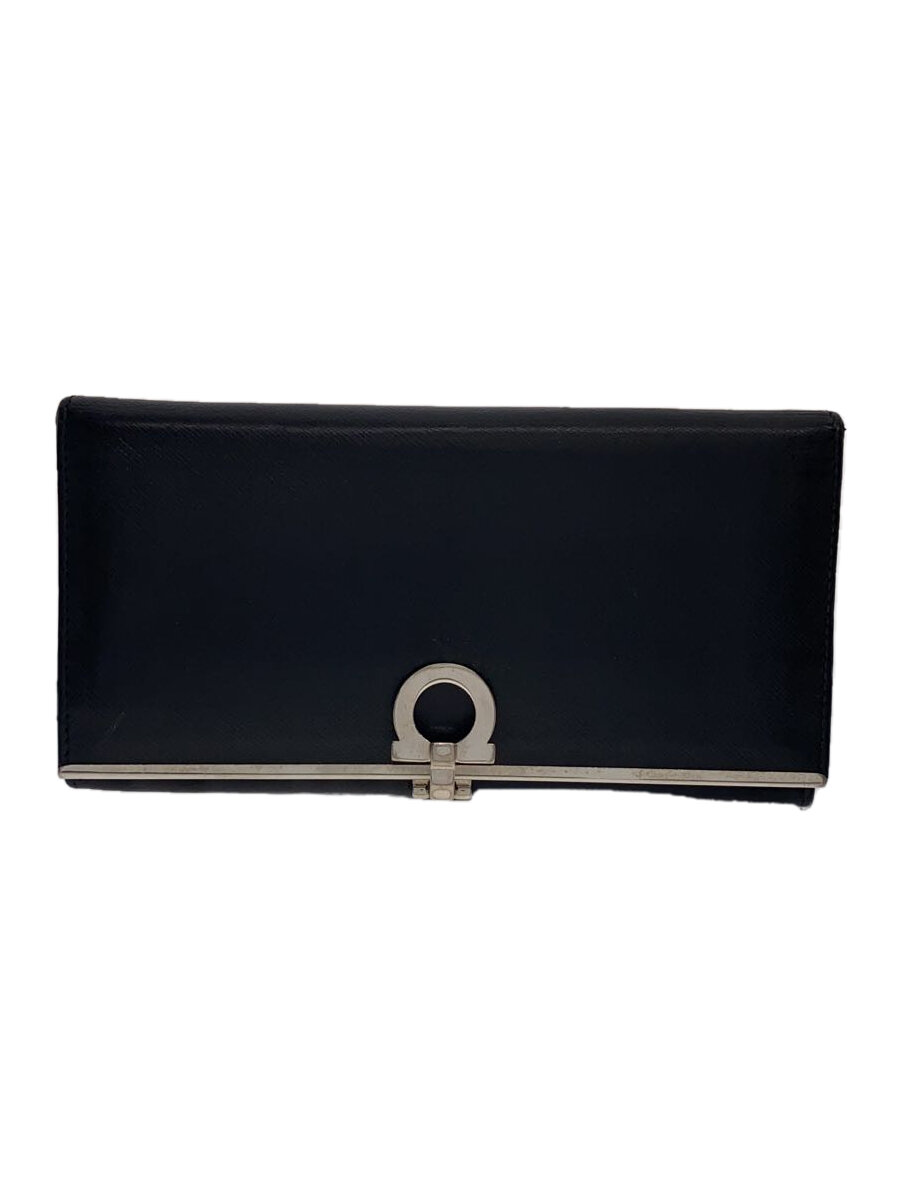 【中古】Salvatore Ferragamo◆長財布/--/BLK/無地/メンズ【服飾雑貨他】