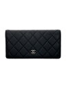 【中古】CHANEL◆長サイフ_マトラッセ_ラムスキン_フラップ_ココマーク_BLK/羊革/BLK/レディース【服飾雑貨他】(4)