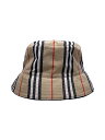 【中古】BURBERRY LONDON◆バケットハット/XL/コットン/BLK/チェック/メンズ【服飾雑貨他】