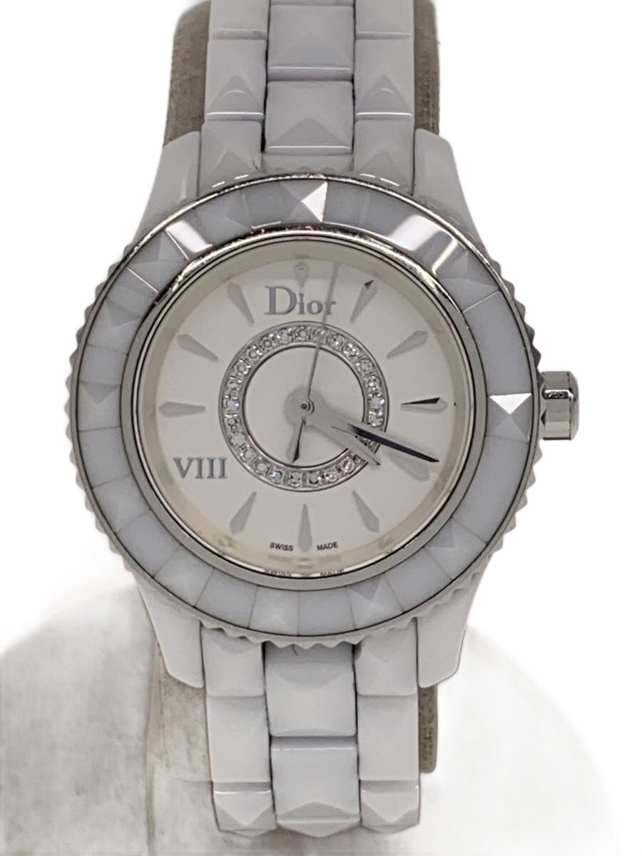 CHRISTIAN DIOR - 【中古】Christian Dior◆クォーツ腕時計/アナログ/WHT/WHT/CD1221E2//【服飾雑貨他】