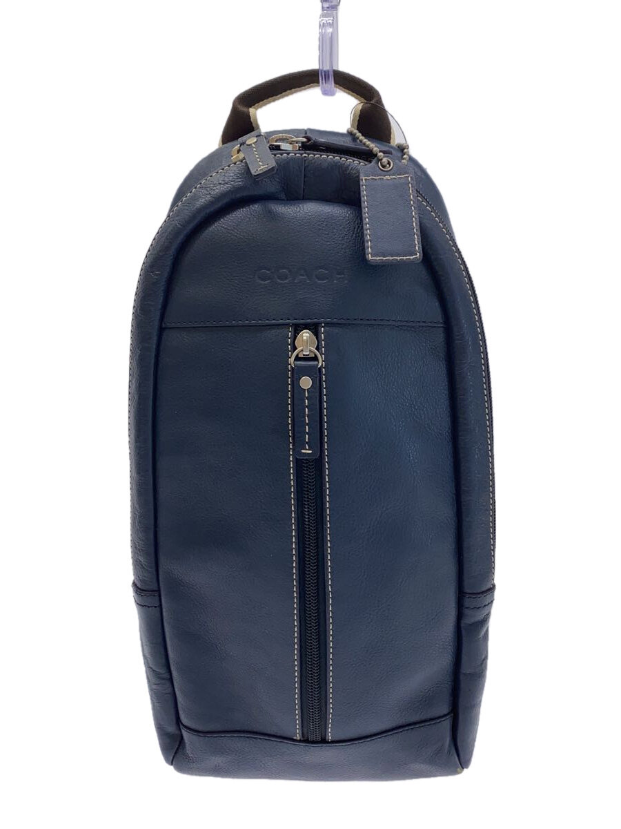 【中古】COACH◆ショルダーバッグ_ブルー/レザー【バッグ】