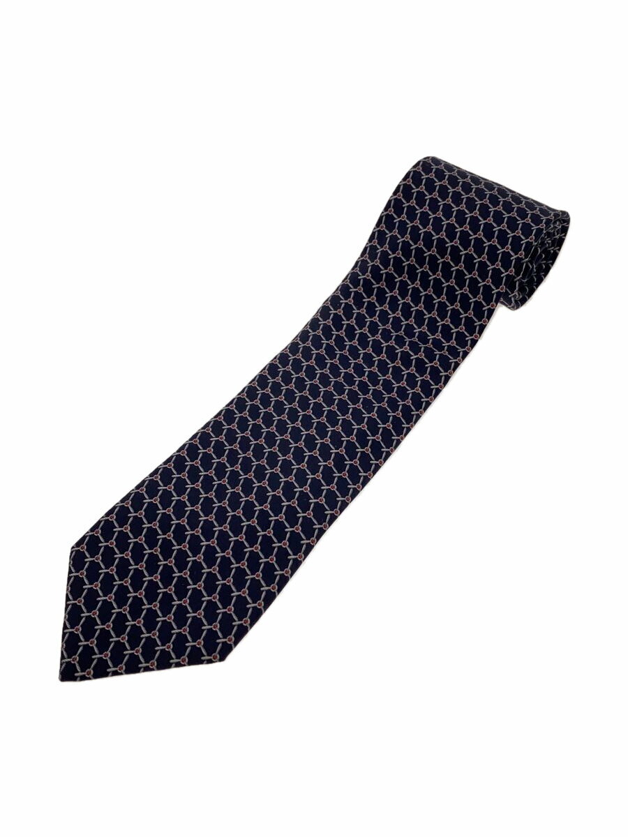 【中古】dunhill◆ネクタイ/シルク/NVY/総柄/メンズ【服飾雑貨他】