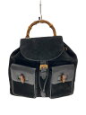 【中古】GUCCI◆リュック_バンブー_ヌバックレザー/スウェード/BLK【バッグ】