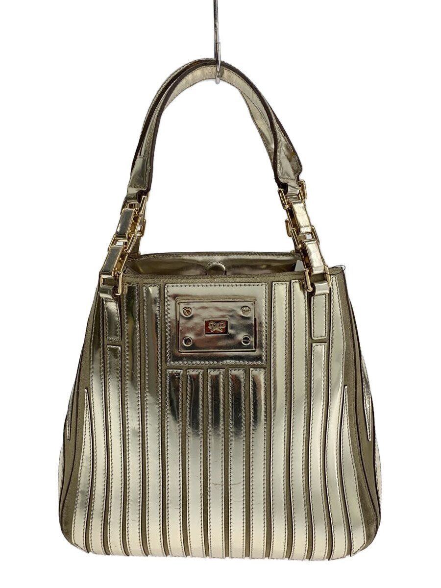 【中古】ANYA HINDMARCH◆ベルヴェデーレ/バッグ/ゴールド/ショルダーストラップ欠損【バッグ】