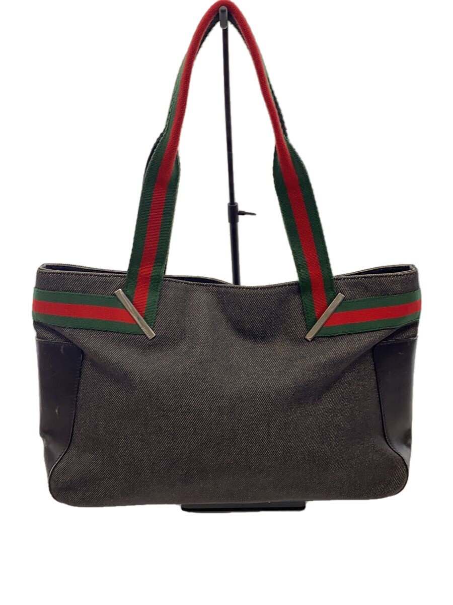 GUCCI - 【中古】GUCCI◆トートバッグ_シェリー/デニム/GRY【バッグ】