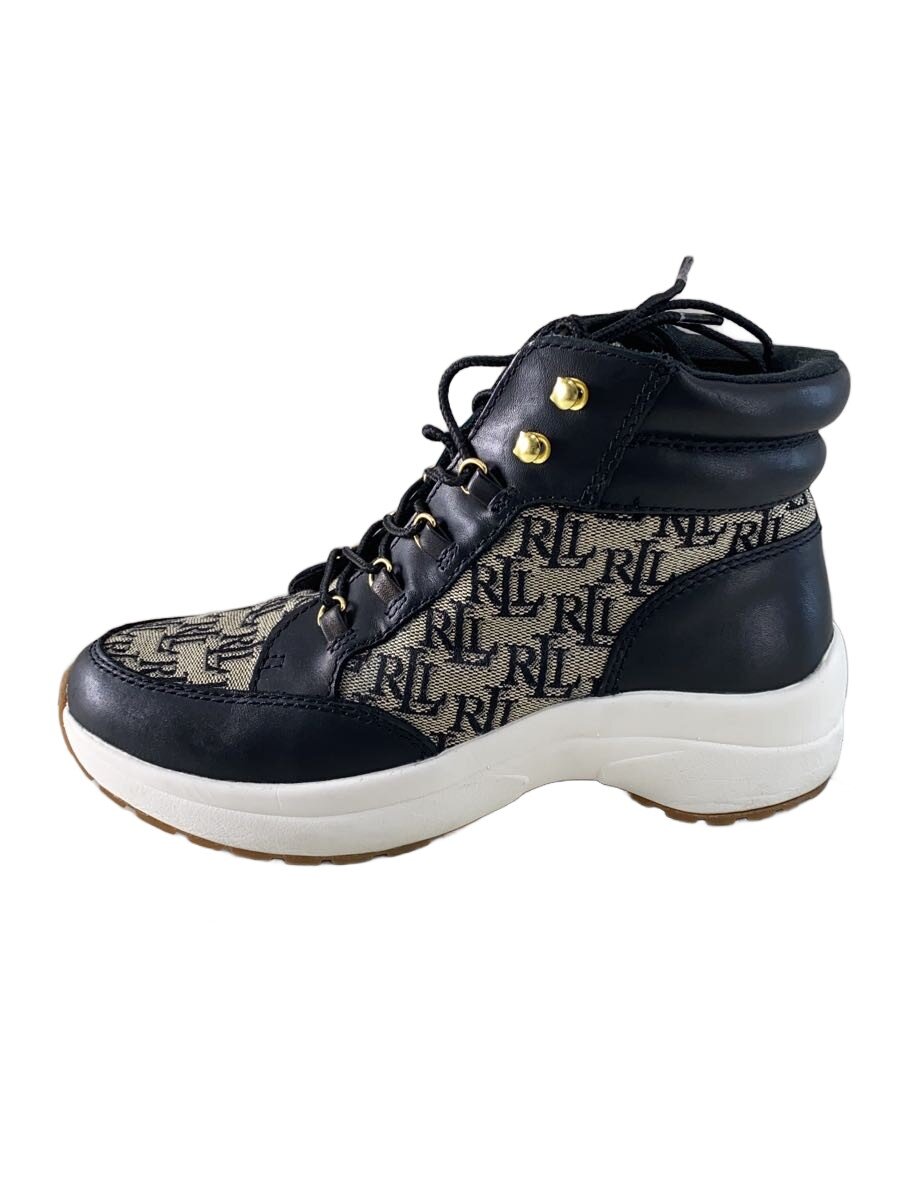 【中古】LAUREN RALPH LAUREN◆ハイカットスニーカー/US7/BLK【シューズ】