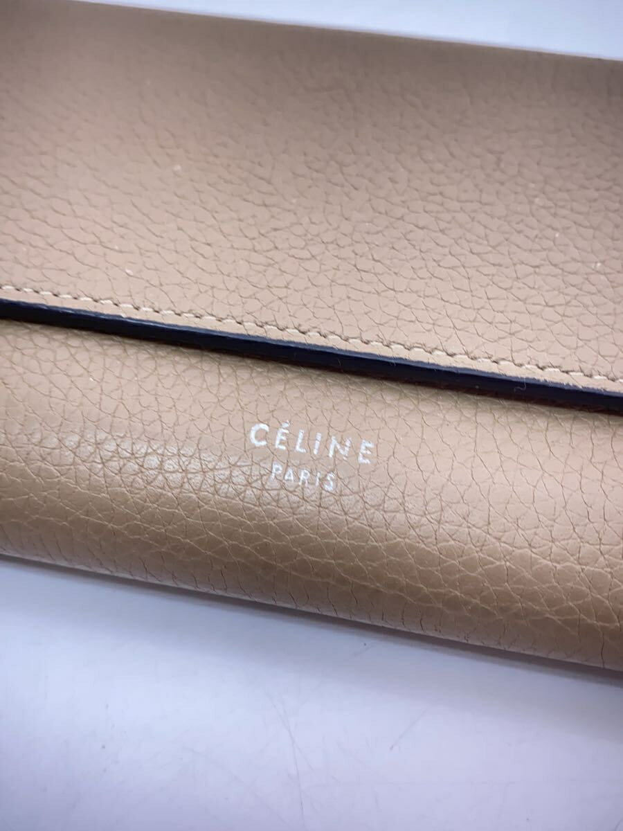 【中古】CELINE◆内側汚れ有/ラージフラップマルチファンクション/長財布/ベージュ/レディース【服飾雑貨他】