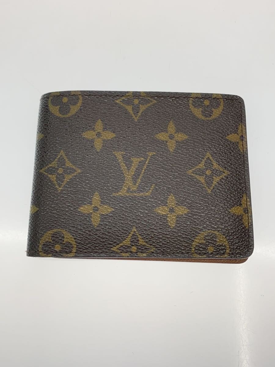 【中古】LOUIS VUITTON◆ポルト・フォイユ・ミュルティプル_モノグラム・キャンバス/PVC/BRW/メンズ//【服飾雑貨他】