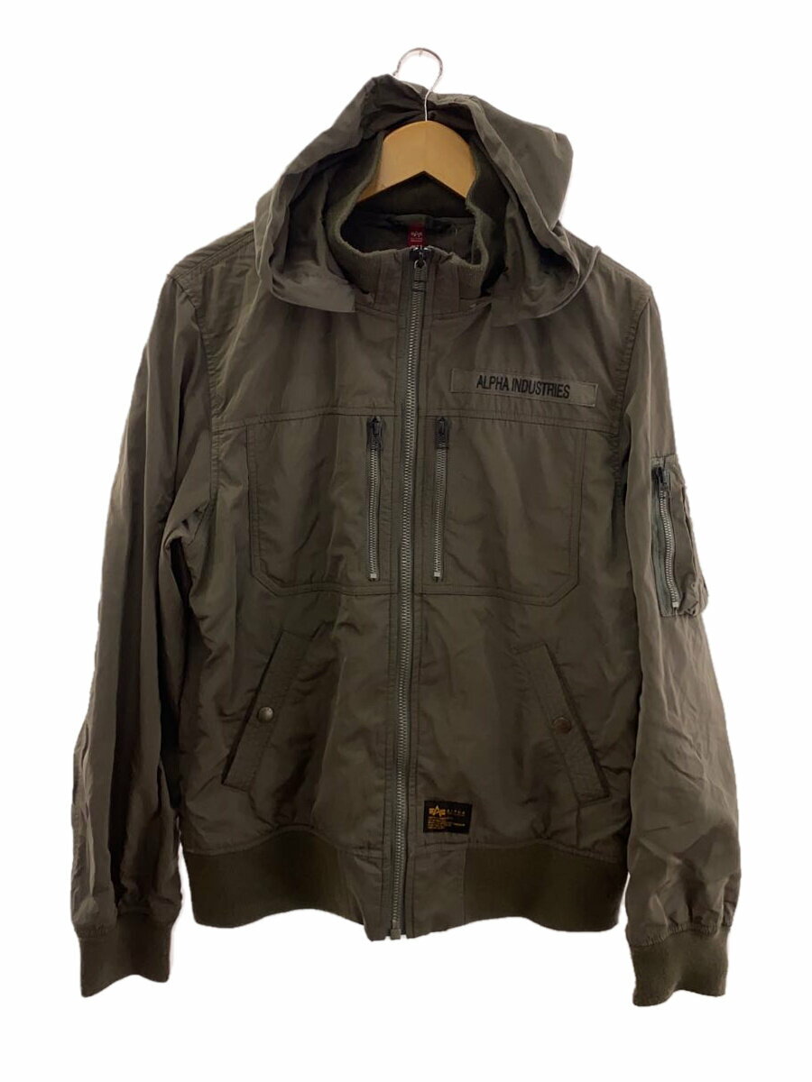 【中古】ALPHA INDUSTRIES◆ジャケット/M/カーキ/TA1472-076/フーデッドリブジャケット/ALPHA INDUSTRIES【メンズウェア】