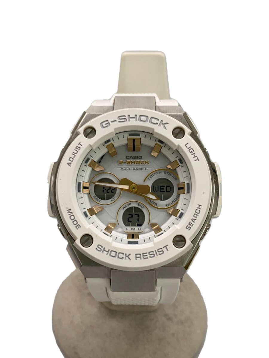 【中古】CASIO◆ソーラー腕時計・G-SHOCK/デジアナ/ラバー/WHT【服飾雑貨他】