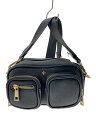 【中古】PETA+JAIN◆ショルダーバッグ/レザー/BLK【バッグ】