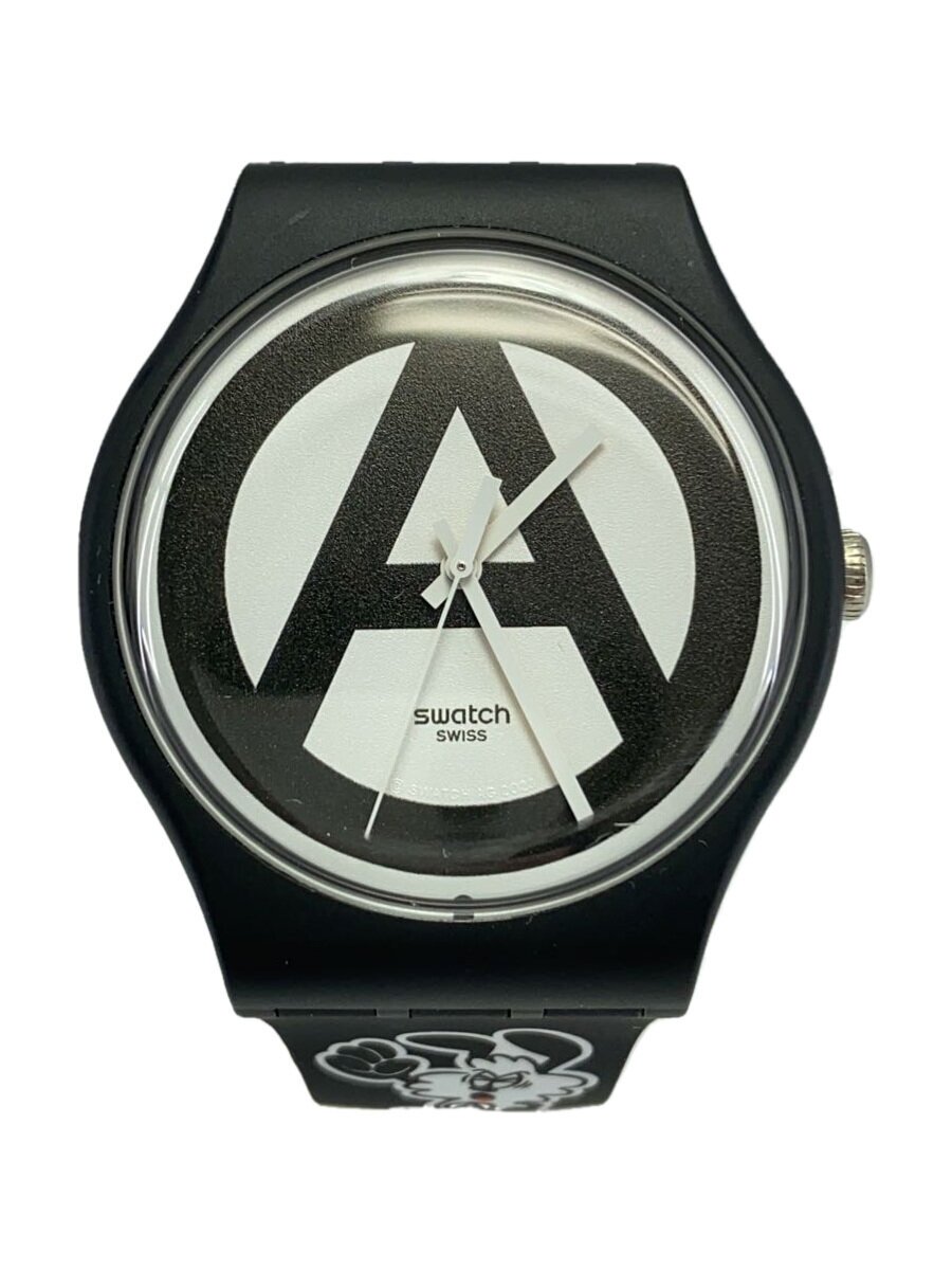 SWATCH◆スウォッチ/VERDY/クォーツ腕時計/アナログ/ラバー/ホワイト/ブラック
