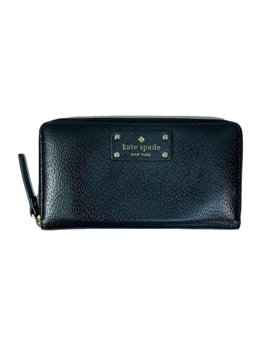 【中古】kate spade new york◆長財布/レザー/BLK/無地/レディース/WLRU1153【服飾雑貨他】