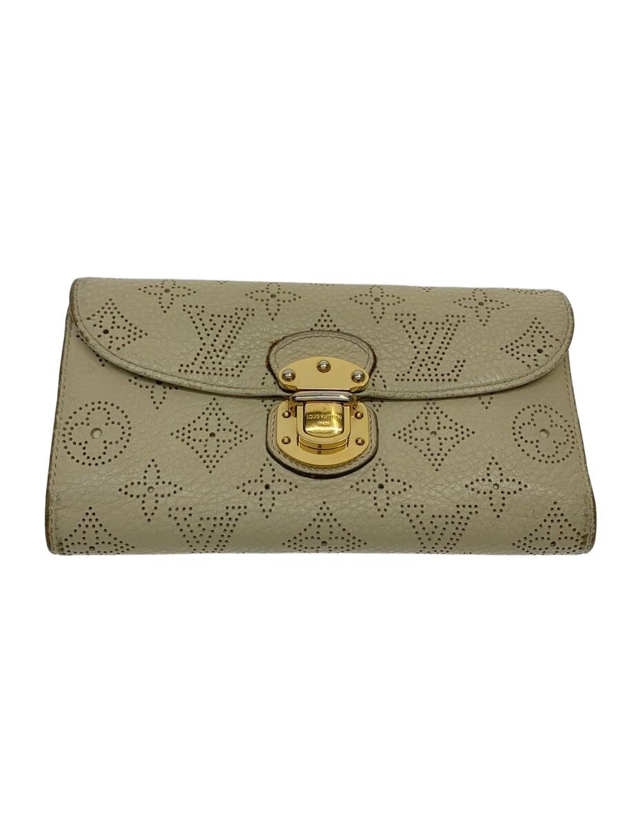 【中古】LOUIS VUITTON◆ポルト・フォイユ・アメリア_マヒナ/レザー/BEG/レディース【服飾雑貨他】