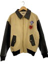 【中古】GRASS MEN’S◆レザー切替/スタジャン/FREE/クリーム【メンズウェア】
