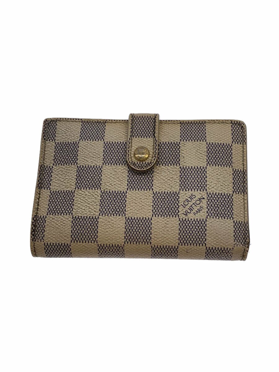 【中古】LOUIS VUITTON◆ポルト・フォイユ・ヴィエノワ_ダミエ・アズール_WHT/PVC/WHT/総柄/レディース【服飾雑貨他】