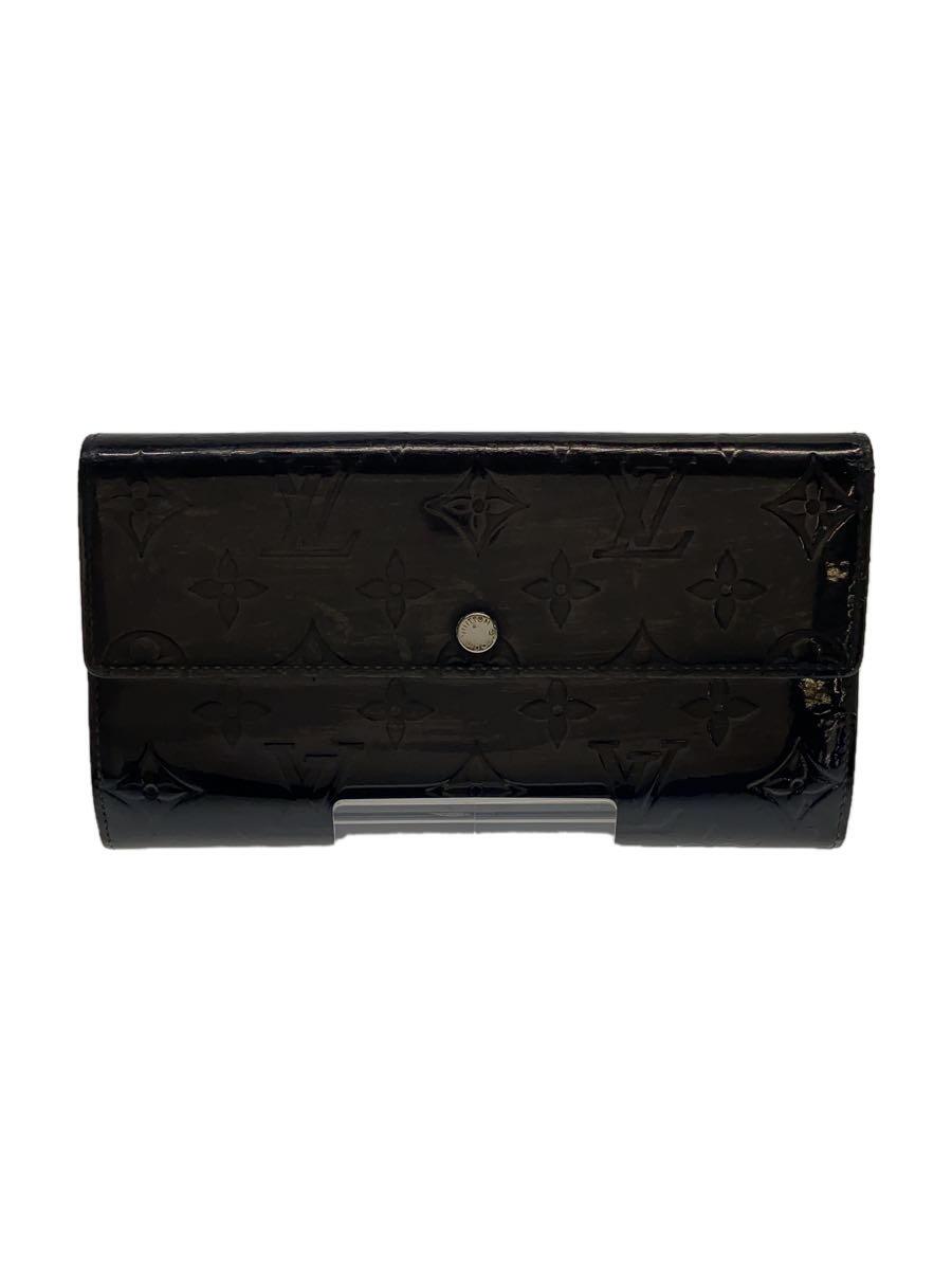 【中古】LOUIS VUITTON◆ポルト・フォイユ・サラ_モノグラム・ヴェルニ_BRD/エナメル/ブラック/モノグラム/レディース【服飾雑貨他】