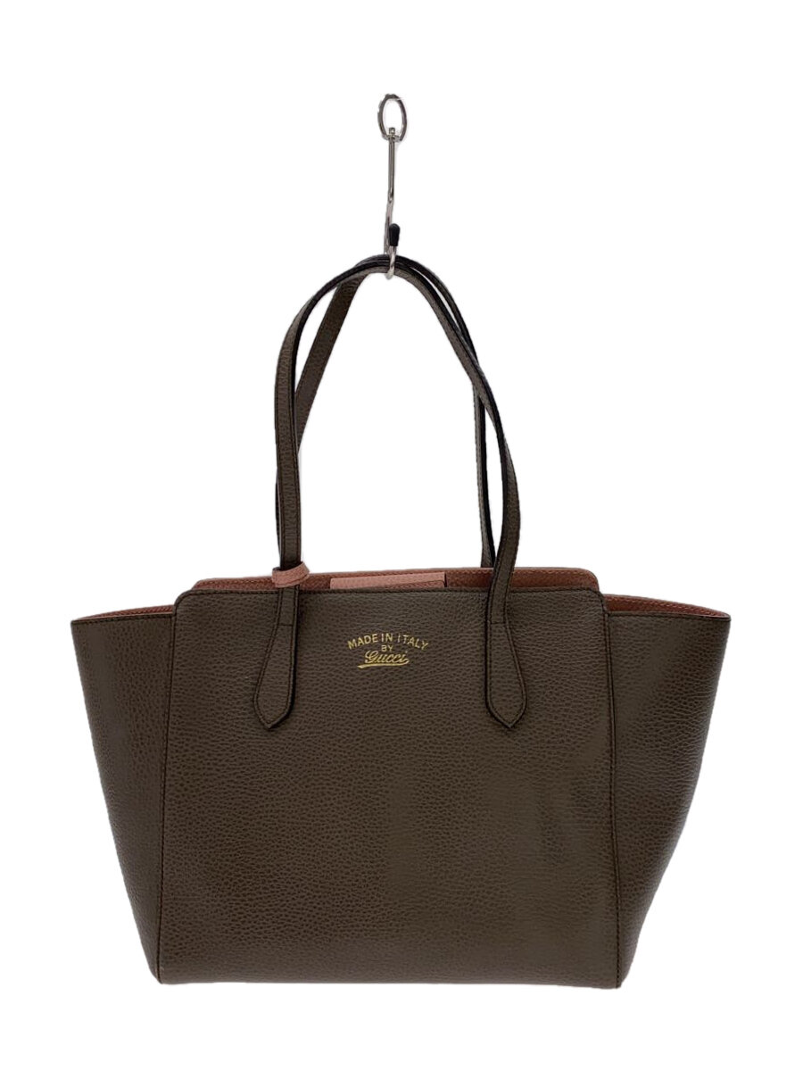 GUCCI - 【中古】GUCCI◆スウィング/トートバッグ/レザー/BRW/354408//【バッグ】