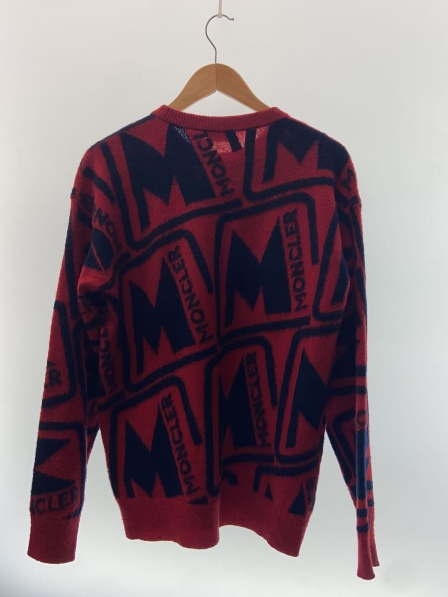 【中古】MONCLER◆GIROCOLLO TRICOT/ニット・セーター(薄手)/M/ウール/RED【メンズウェア】