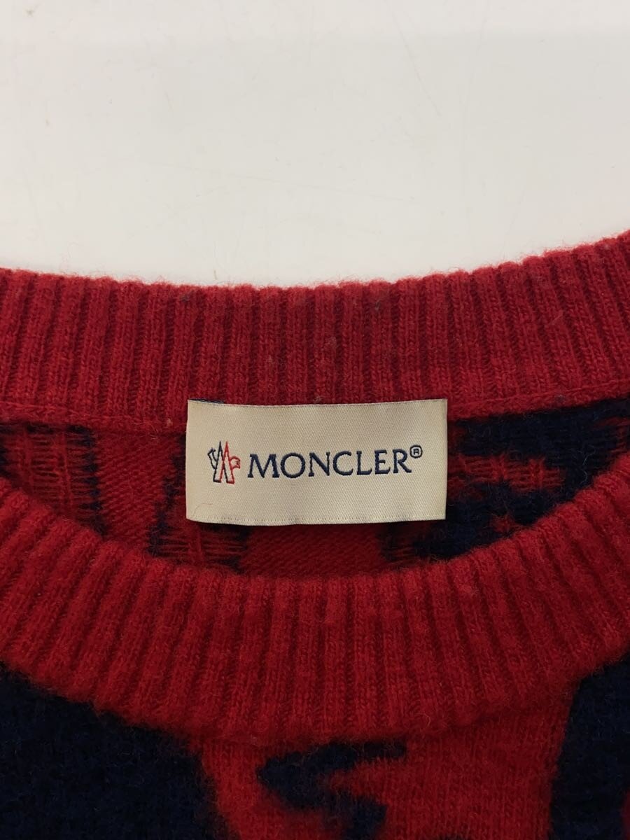 【中古】MONCLER◆GIROCOLLO TRICOT/ニット・セーター(薄手)/M/ウール/RED【メンズウェア】