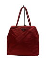 【中古】PRADA◆三角ロゴナイロントートバッグ/ナイロン/RED/B8927【バッグ】