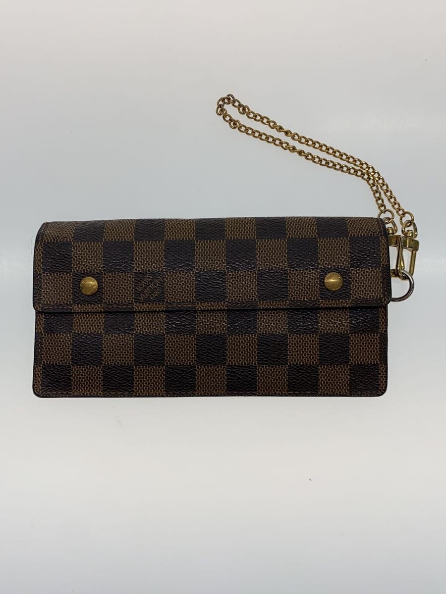 【中古】LOUIS VUITTON◆ポルト・フォイユ・アコルディオン_ダミエ・エベヌ_BRW/PVC/BRW/総柄/レディース【服飾雑貨他】