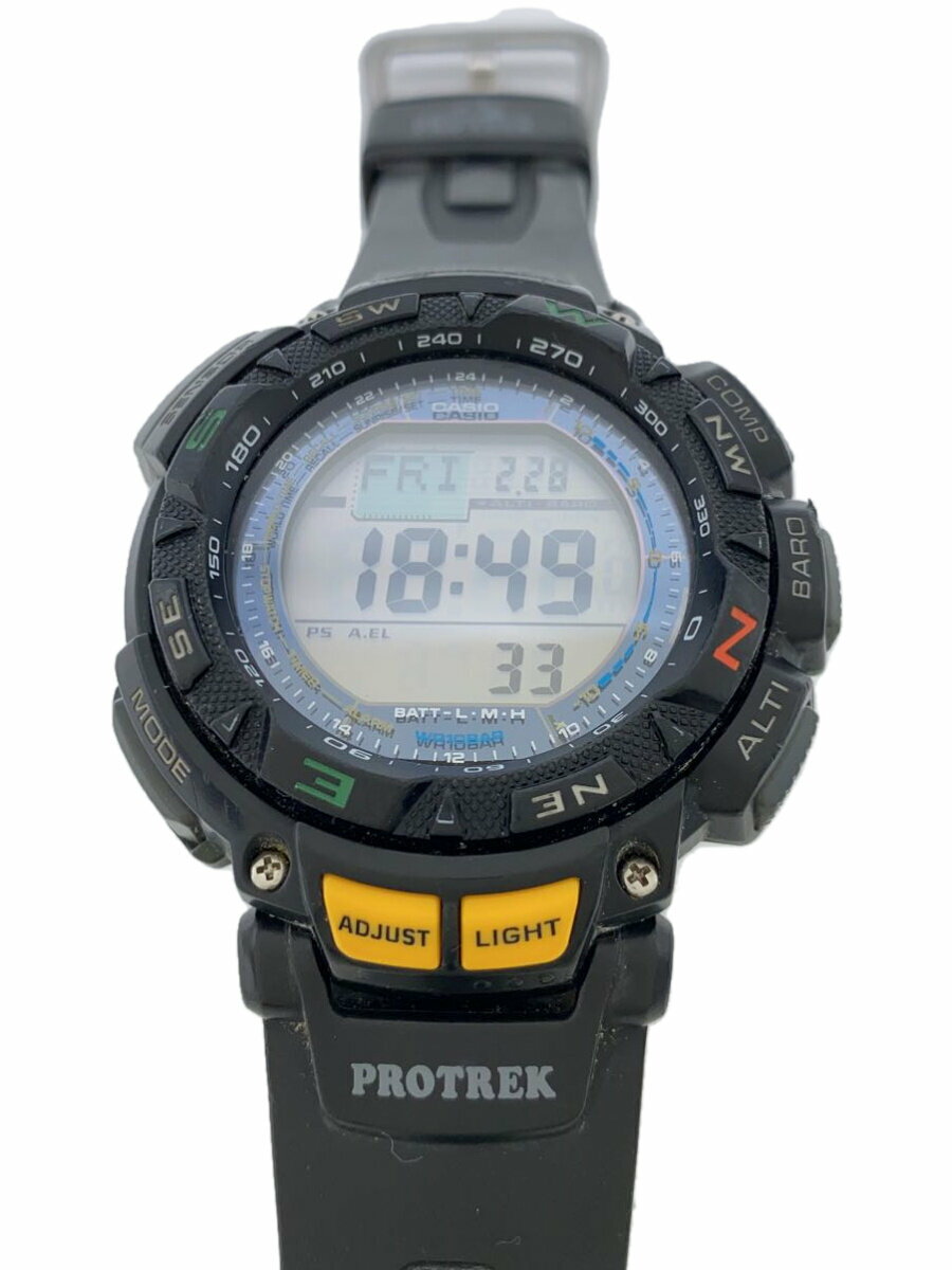 【中古】CASIO◆ソーラー腕時計/アナログ/--/BLK/BLK/PRG-240【服飾雑貨他】