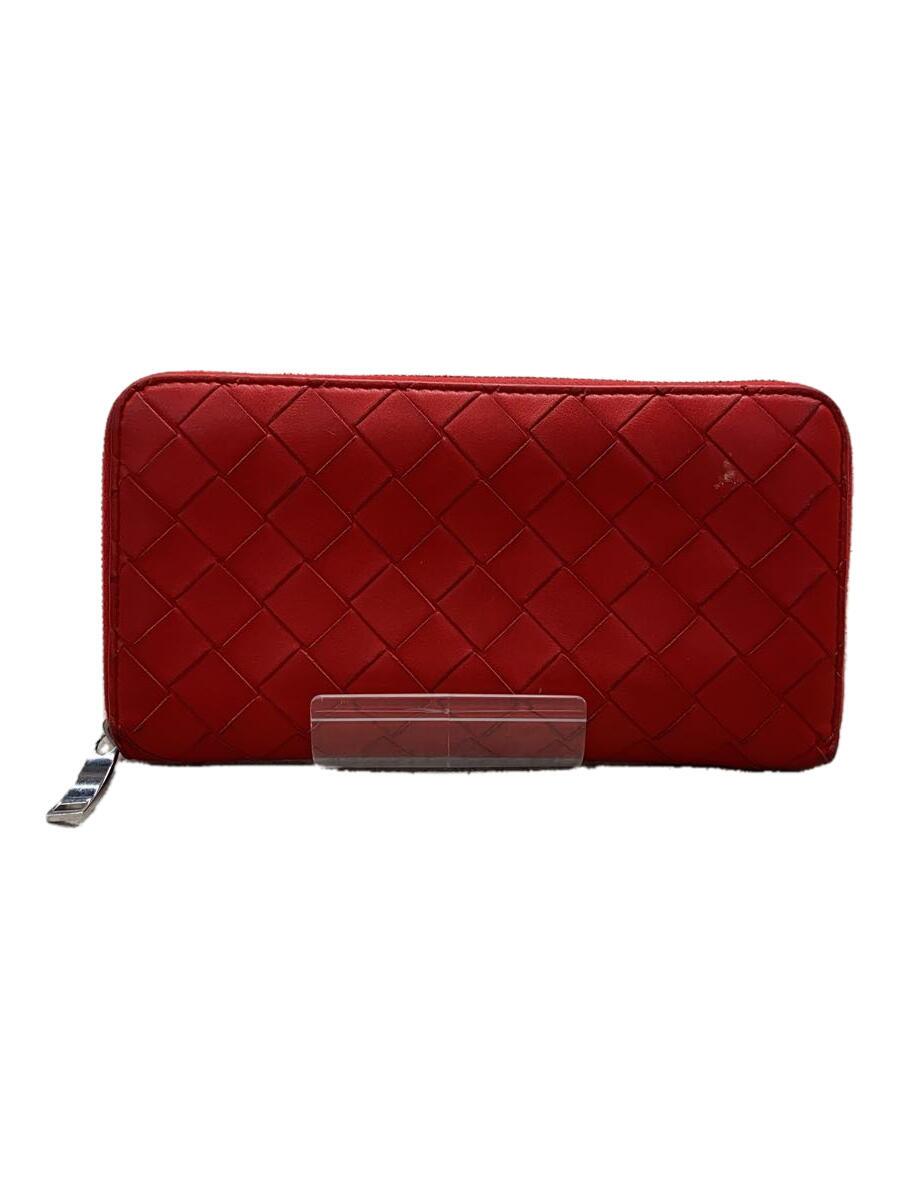 【中古】BOTTEGA VENETA◆長財布/レザー/RED/レディース/593217【服飾雑貨他】
