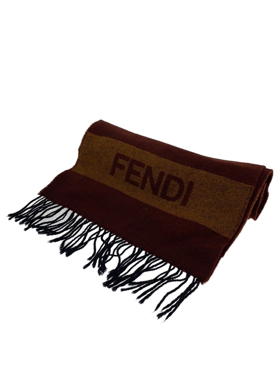 【中古】FENDI◆スカーフ/ウール/BRW/レディース【服飾雑貨他】