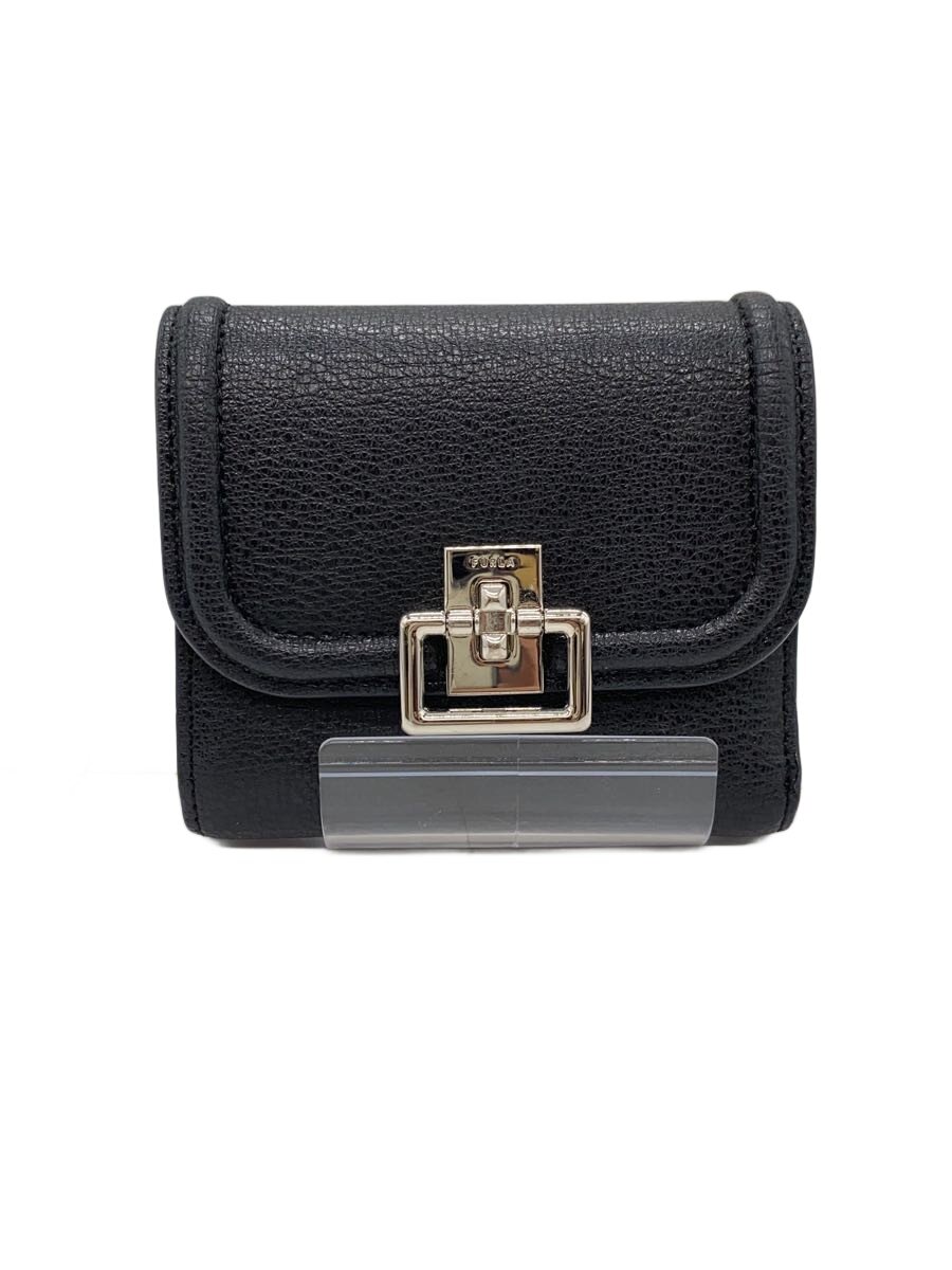 【中古】FURLA◆S COMPACT WALLET/レザー/B