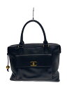 【中古】CHANEL◆ココマーク/トートバッグ/レザー/BLK/※型崩れ/角スレ有【バッグ】