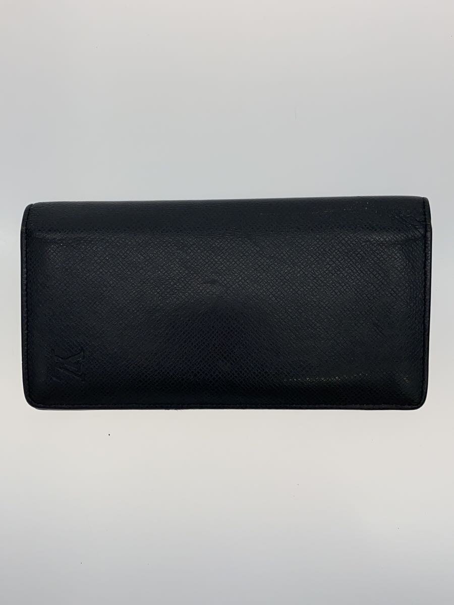 【中古】LOUIS VUITTON◆ポルト・フォイユ・ブラザ_タイガ_BLK/牛革/BLK/メンズ【服飾雑貨他】