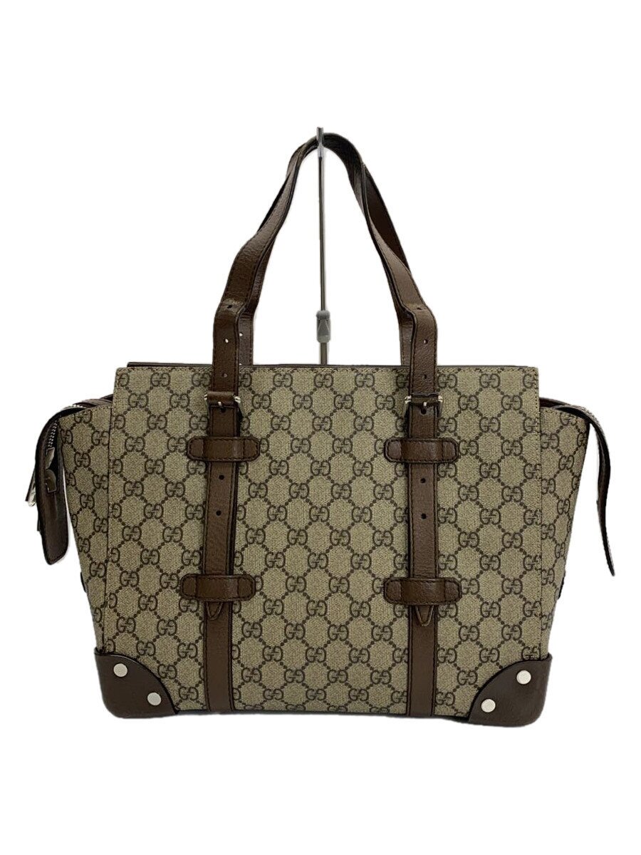 GUCCI - 【中古】GUCCI◆GGトートバッグ/PVC/ベージュ/内側汚れ有/擦れ有【バッグ】
