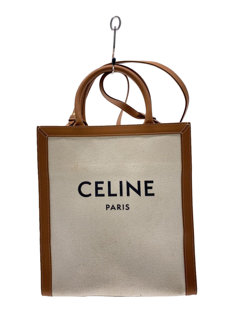 【中古】CELINE◆スモールバーティカルカバキャンバストート/キャンバス/BEG/S・SL・3179//【バッグ】