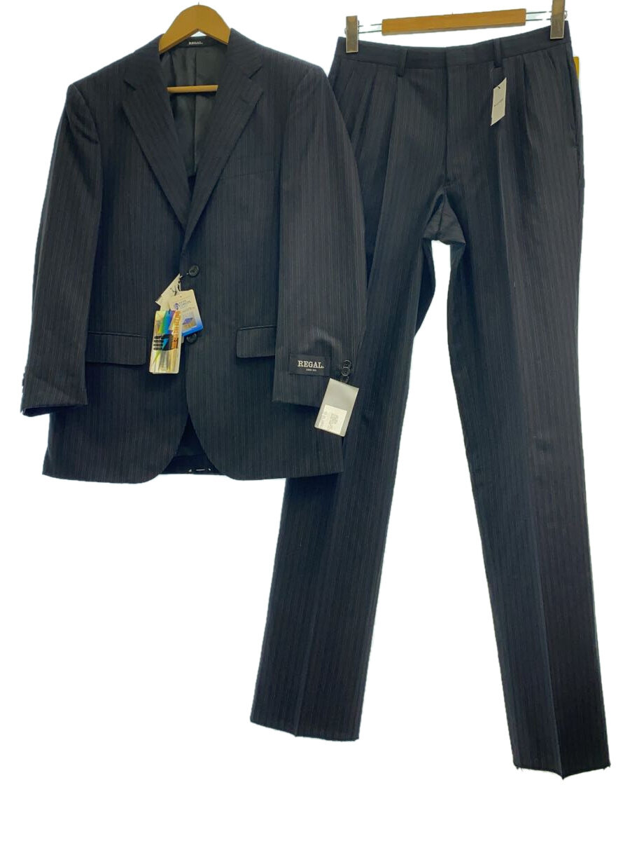 【中古】REGAL◆2B/スーツ/--/ウール/BLK/ストライプ/G49135-A【メンズウェア】