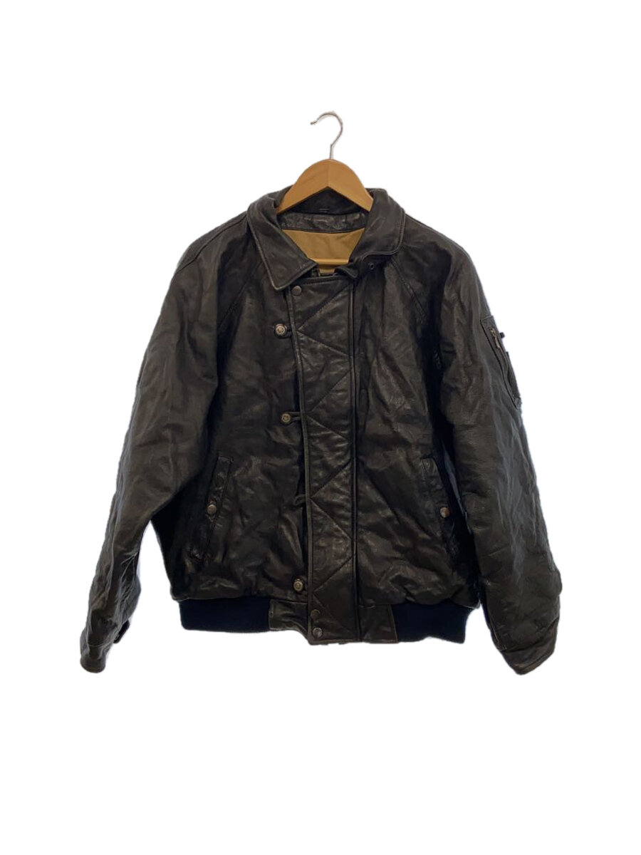 【中古】TERRIFIC/レザージャケット・ブルゾン/50/レザー/ブラック/ボタン欠損【メンズウェア】