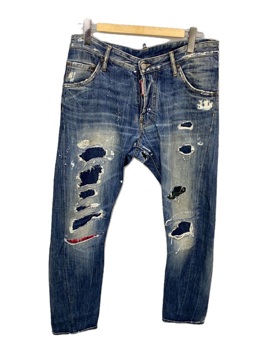 【中古】DSQUARED2◆クラッシュペインティングデニムパンツ/46/コットン/IDG/無地/374049291【メンズウェア】