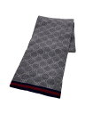 【中古】GUCCI◆GG柄/リバーシブル/マフラー/ウール/GRY/モノグラム/メンズ/08.338.986【服飾雑貨他】