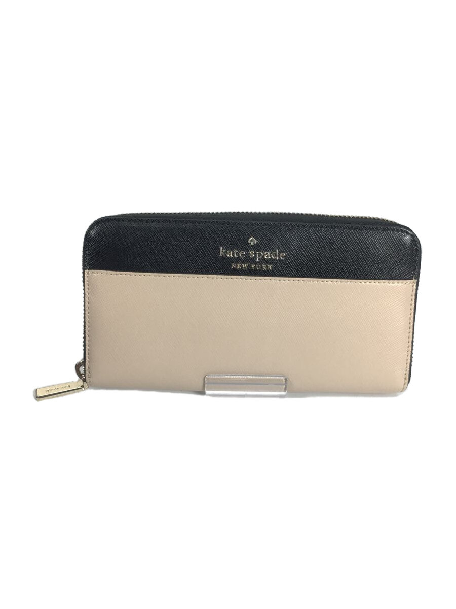 【中古】kate spade new york◆長財布/レザー/CRM/無地/レディース/WLR00120//【服飾雑貨他】