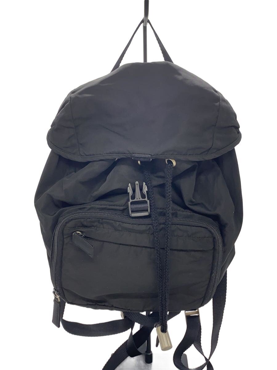 【中古】PRADA◆リュック/ナイロン/BL