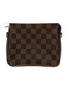 【中古】LOUIS VUITTON◆トゥールス・メイクアップ_ダミエ・エベヌ/PVC/BRW/総柄【バッグ】