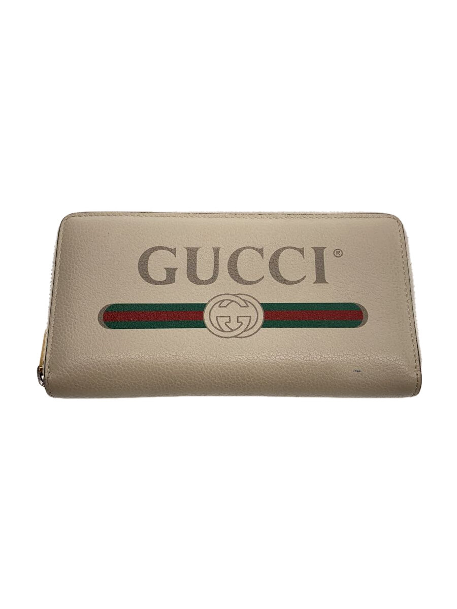 【中古】GUCCI◆496317・1147/長財布_ヴィンテージロゴ/レザー/WHT/メンズ【服飾雑貨他】