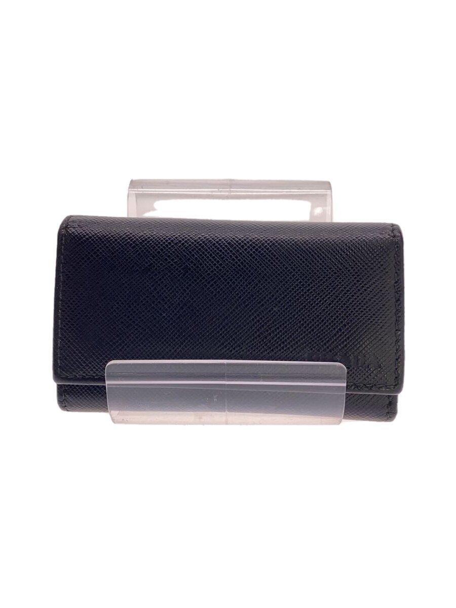 【中古】PRADA◆サフィアーノ/キーケース/レザー/BLK/無地/メンズ//【服飾雑貨他】
