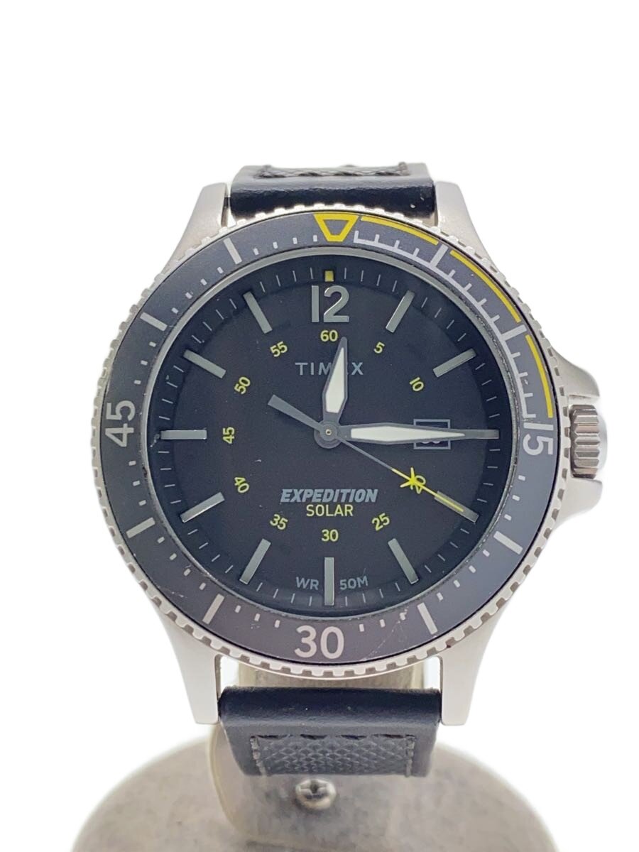 【中古】TIMEX◆ソーラー腕時計/アナログ/レザー/BLK/BLK/SS/TW4B14900【服飾雑貨他】