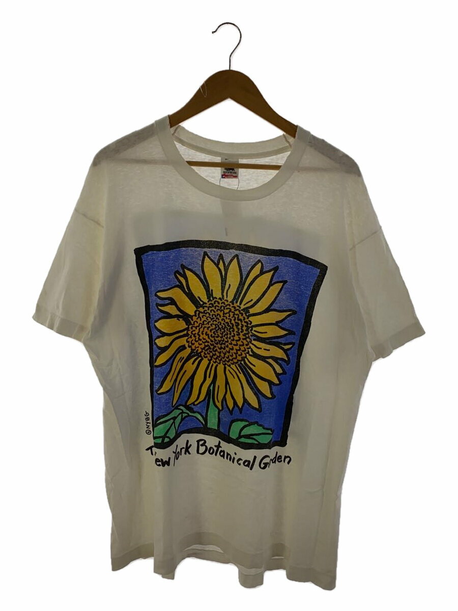 【中古】FRUIT OF THE LOOM◆Vintage/90s/NYBG/向日葵/ひまわり/Tシャツ/両面プリント/SIZE:XL/WHT【メンズウェア】