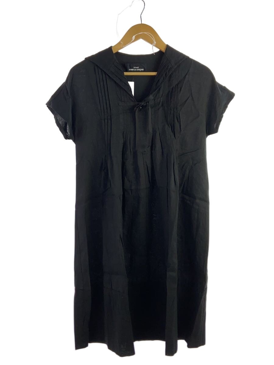 Rakuten - 【中古】tricot COMME des GARCONS◆半袖ワンピース/M/リネン/BLK/TE-O031【レディースウェア】