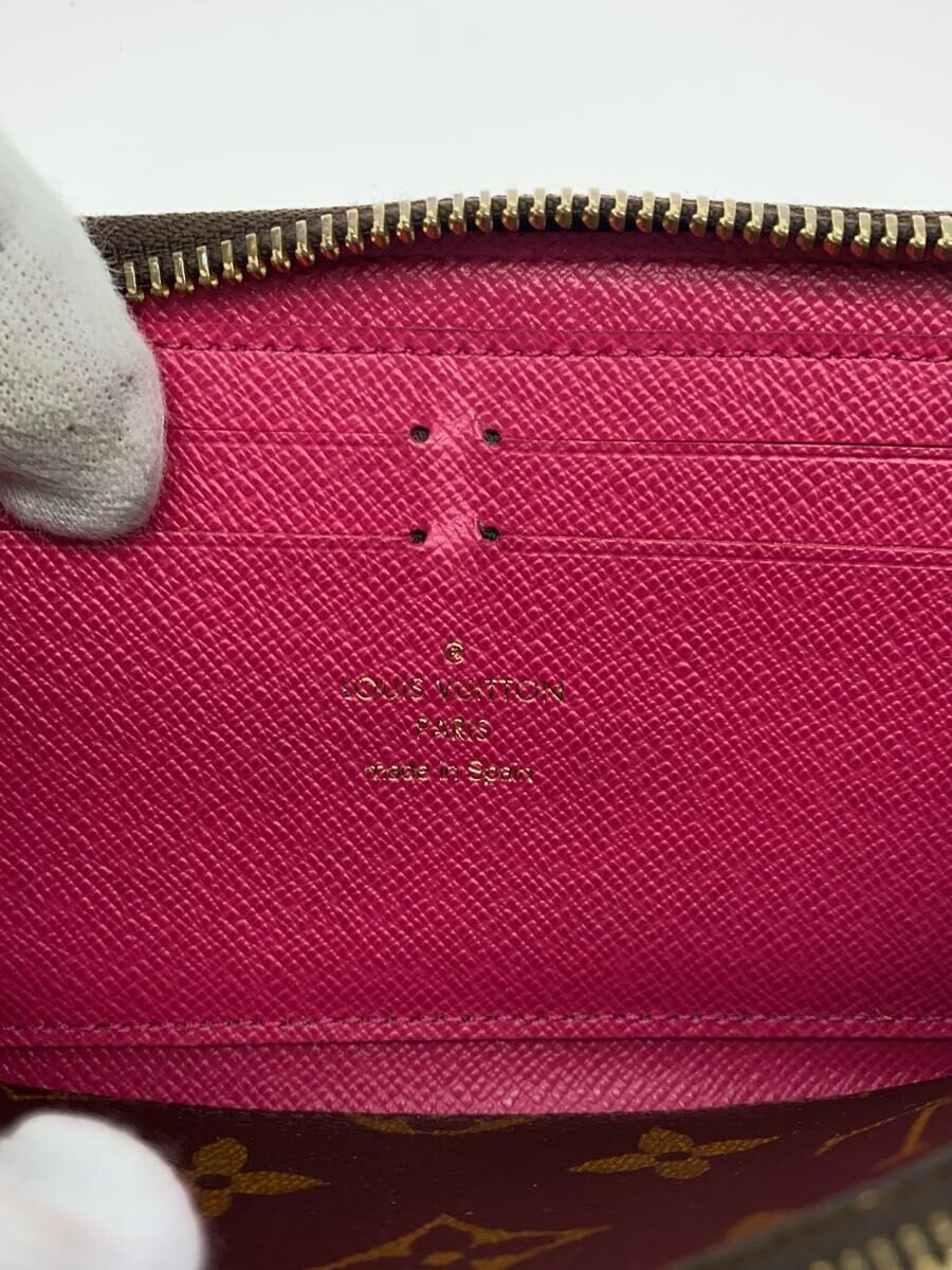 【中古】LOUIS VUITTON◆ポルト・フォイユ・クレマンス_モノグラム・キャンバス_BRW_ホットピンク/PVC/BRW/レディース【服飾雑貨他】
