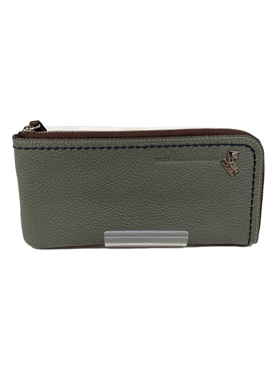 【中古】PELLE BORSA◆長財布/レザー/GRY/無地/レディース/S2 618 0092【服飾雑貨他】